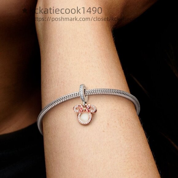 Pandora Disney Minnie Mouse Silhouette Double Dangle Charm - Picture 4 of 5